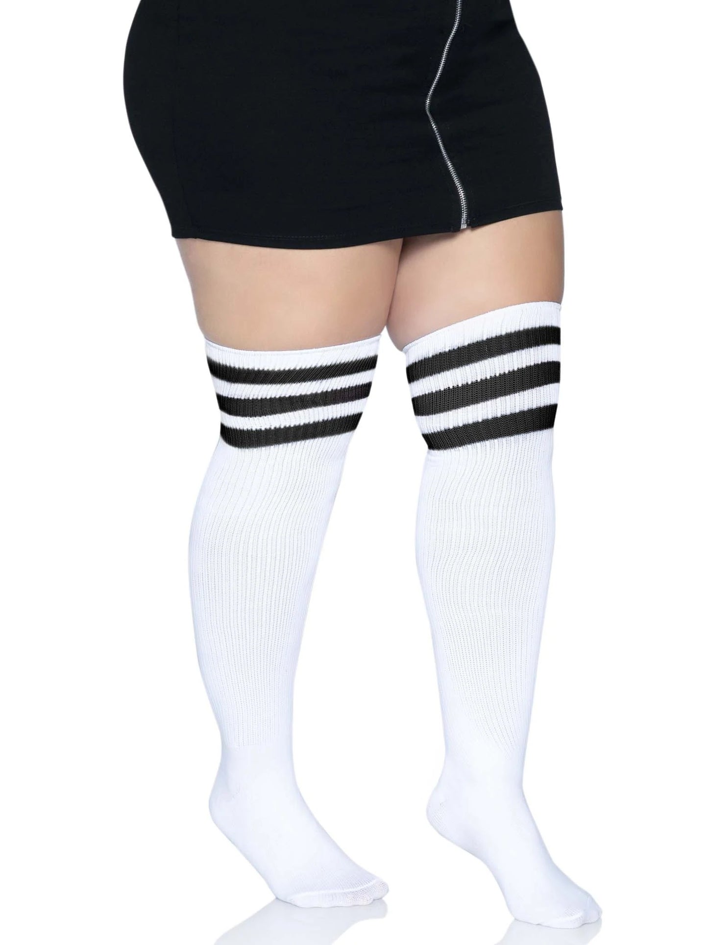 Over the Knee Athletic Socks - 1x/2x - White/black