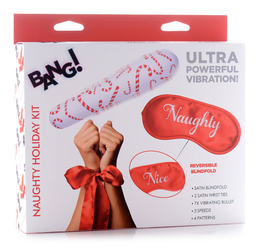 Bang - Naughty Holiday Kit - Wrist Ties XL Bullet  and Blindfold