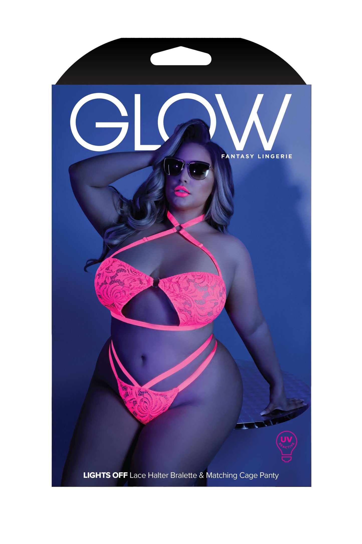 Lights Off Bralette and Panty - Queen - Neon Pink