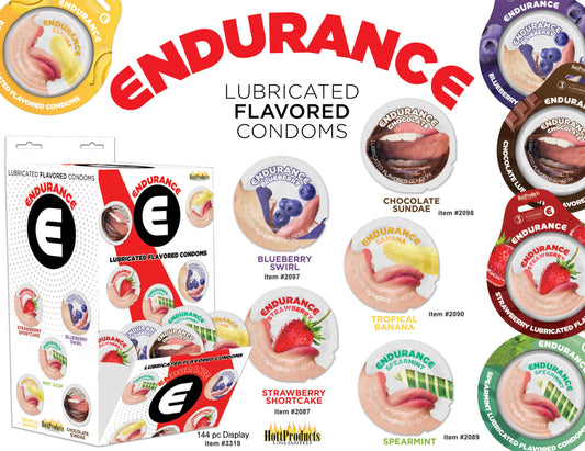 Endurance Condoms - 144 Count Wall Mount Display  - Assorted Flavors