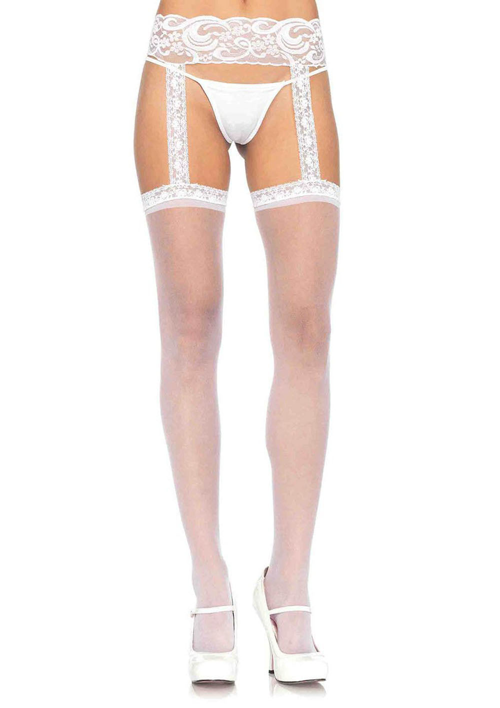 Sheer Thigh Highs - One Size - White