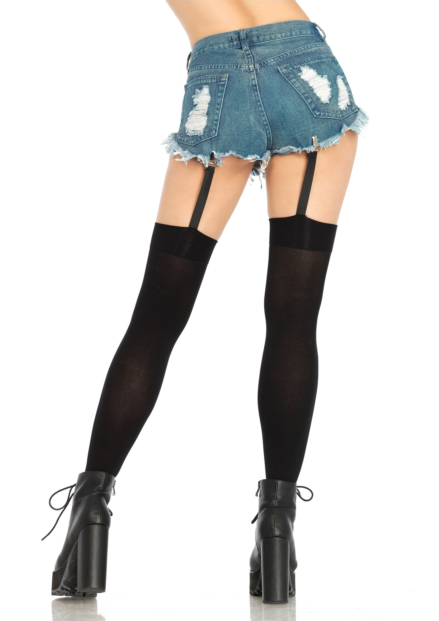 Attached Clip Garter Thigh Highs - One Size