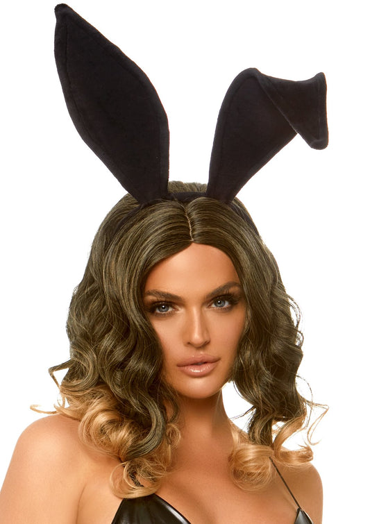 Bendable Velvet Bunny Rabbit Ear Headband - Black