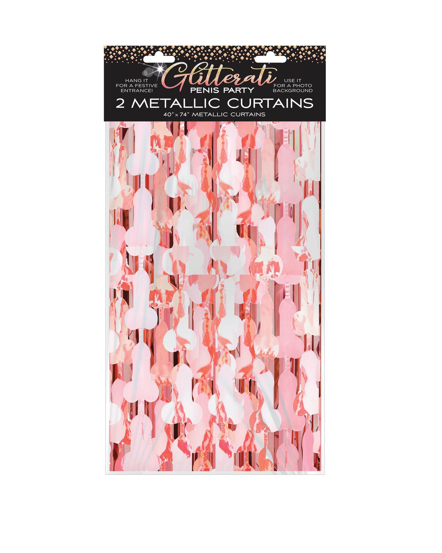 Glitterati Penis Foil Curtain - Rose Gold