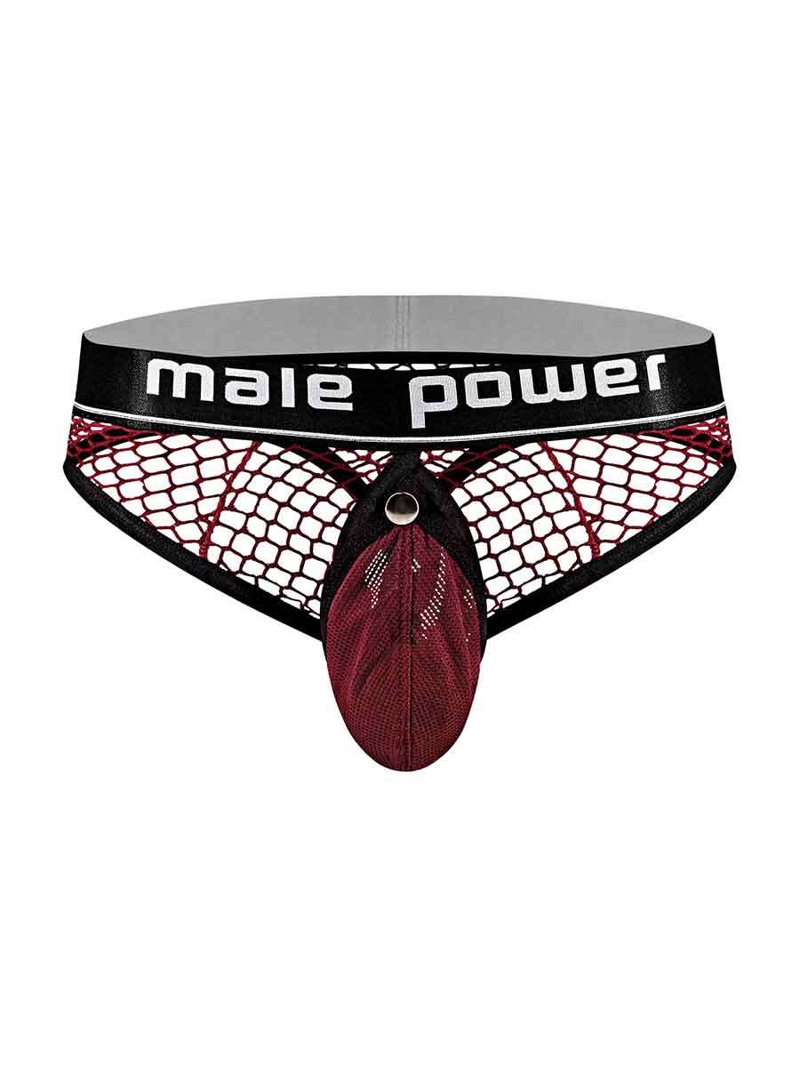 Cock Pit Net Cock Ring Thong - S- M - Burgundy
