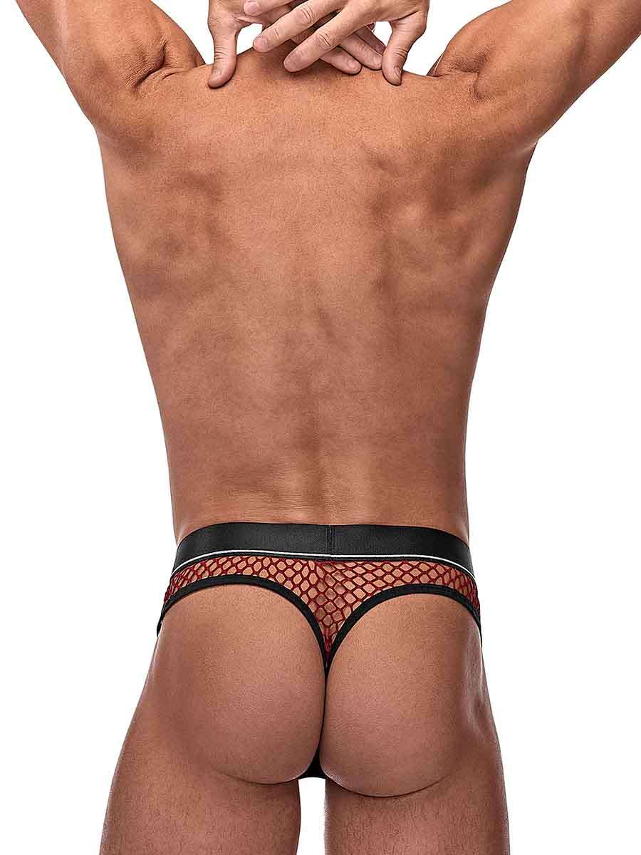 Cock Pit Net Cock Ring Thong - S- M - Burgundy