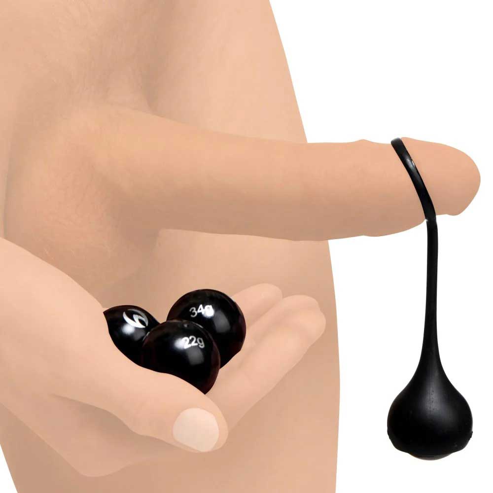 Cock Dangler Silicone Penis Strap With Weights -  Black