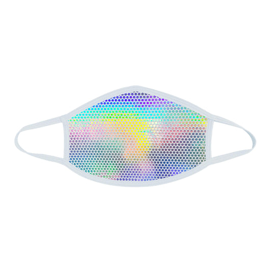 Liquid Party Pure Holographic White Dust Mask  With Silver Trim