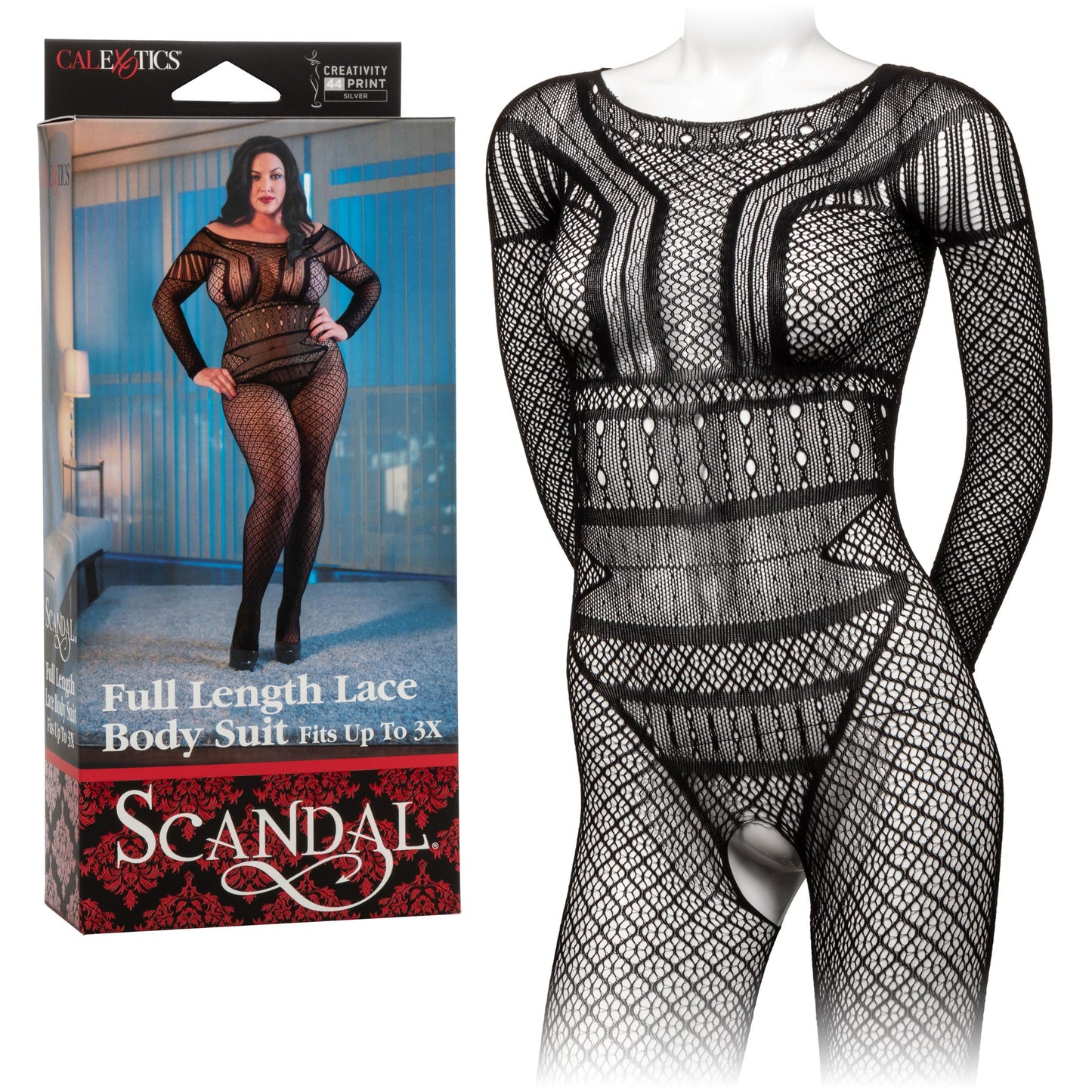Scandal Plus Size Full Length Lace Body Suit - Plus Size - Black